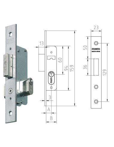 MCM CERRADURA EMBUTIR METALICA 1549-1411 INOX CILIND.OVAL 26x26