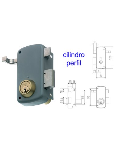 MCM CERRADURA SOBREPONER 2556AP-  60-IZQDA PINTADA CILINDRO PERF