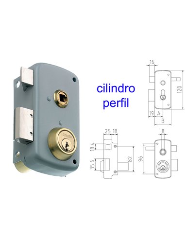 MCM CERRADURA SOBREPONER 2556BP-  60-DCHA PINTADA CILINDRO PERFI