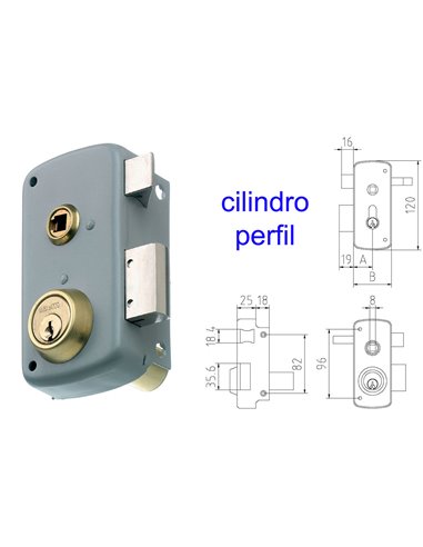 MCM CERRADURA SOBREPONER 2556BP-  60-IZQDA PINTADA CILINDRO PERF