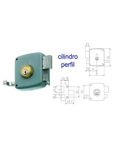 MCM CERRADURA SOBREPONER 2525P-  80-IZQDA PINTADA CILINDRO PERFI