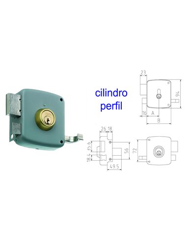 MCM CERRADURA SOBREPONER 2525P-  80-DCHA PINTADA CILINDRO PERFIL