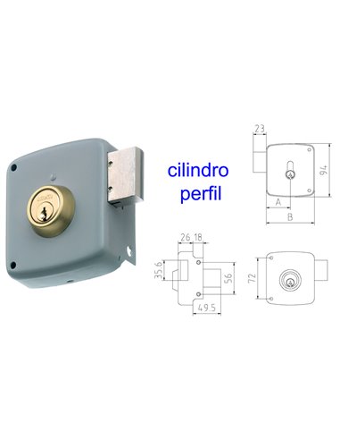 MCM CERRADURA SOBREPONER 2524P-  80-IZQDA PINTADA CILINDRO PERFI