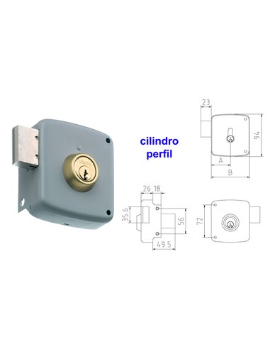 MCM CERRADURA SOBREPONER 2524P-  80-DCHA PINTADA CILINDRO PERFIL