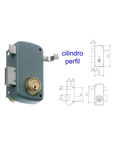 MCM CERRADURA SOBREPONER 2556AP-  70-DCHA PINTADA CILINDRO PERFI