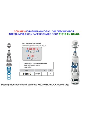 PLUVIA DESCARGADOR LOJA CISTERNA BAJA INTERRUMPIBLE CAJA 51012