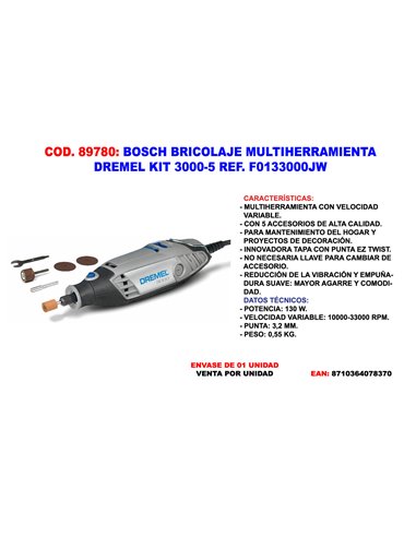 BOSCH BRICO.MULTIHERRAMIENTA DREMEL KIT 3000-5 F0133000JW