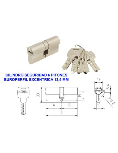 MCM CILINDRO SEGURID EURO ANTIBUMPING BPSPN35x35 R-13.5 NIQUEL