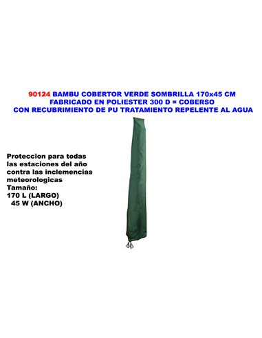 BAMBU COBERTOR VERDE SOMBRILLA 170x45 CM POLIESTER RECUBRIM.PU