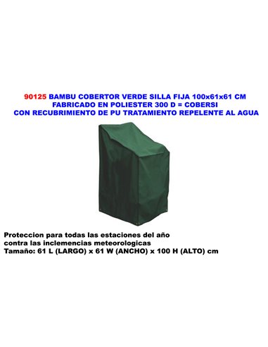 BAMBU COBERTOR VERDE SILLA FIJA 100x61x61 CM POLIESTER RECUBR.PU