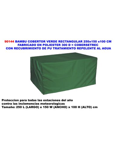 BAMBU COBERTOR VERDE RECTANGULAR 250x150 x100 CM POLIEST.RECU.PU