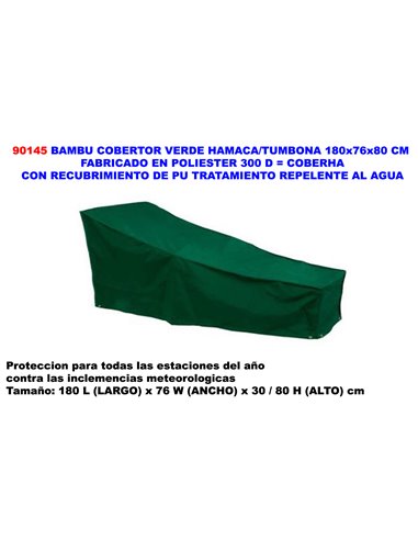 BAMBU COBERTOR VERDE HAMACA/TUMBONA 180x76x80 CM POLIE.RECUBR.PU