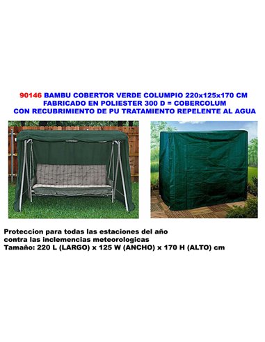 BAMBU COBERTOR VERDE COLUMPIO 220x125x170 CM POLIESTER RECUBR.PU