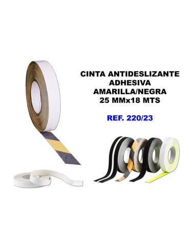 CINTA ANTIDESLIZANTE ADHESIVA 25MMx18MT.AMARILLA/NEGRA220/23