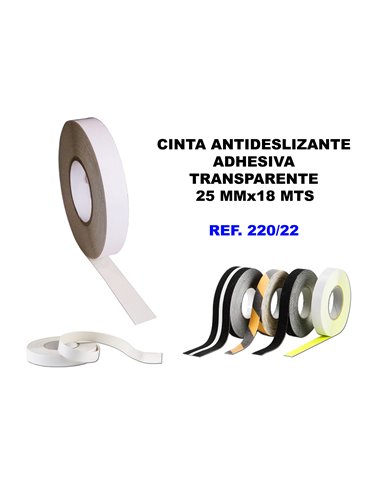 CINTA ANTIDESLIZANTE ADHESIVA 25MMx18MT.TRANSPARENTE220/22