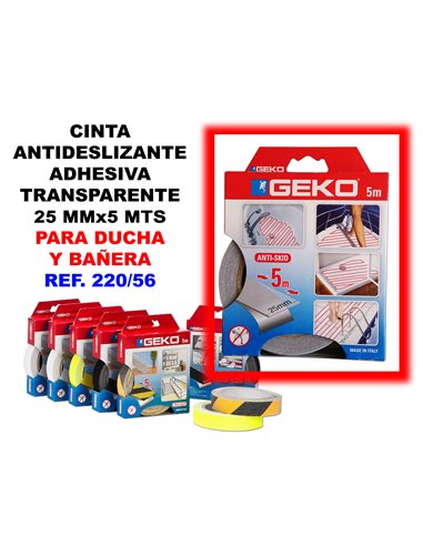 CINTA ANTIDESLIZANTE ADHESIVA 25MMx  5MT.TRANSP.BA�O/DUCH220/56