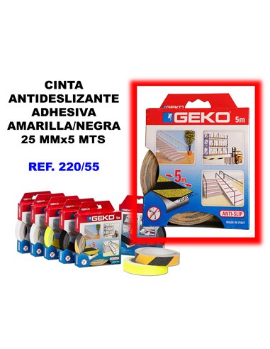 CINTA ANTIDESLIZANTE ADHESIVA 25MMx  5MT.AMARILLA/NEGRA220/55