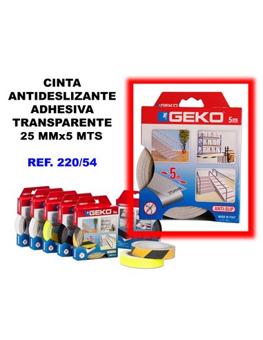 CINTA ANTIDESLIZANTE ADHESIVA 25MMx  5MT.TRANSPARENTE220/54