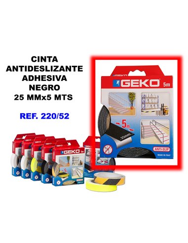 CINTA ANTIDESLIZANTE ADHESIVA 25MMx  5MT.NEGRA220/52