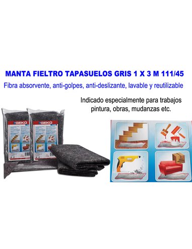 MANTA FIELTRO TAPASUELOS GRIS 1 X 3 M 111/45