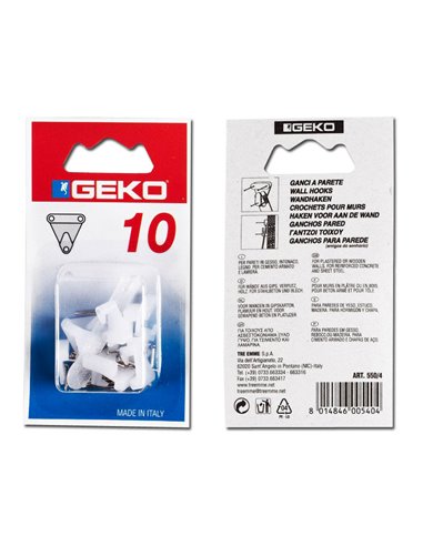 GANCHO COLGAR CUADROS GEKO TRANSPARENTE 10 UND.550/4