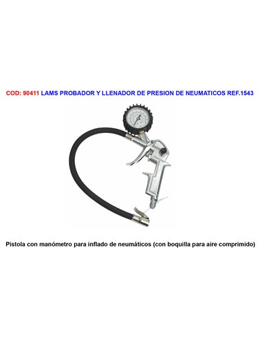 LAMS PISTOLA INFLADOR CON MANOMETRO PARA COMPRESOR  REF.1543