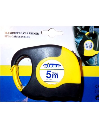 SIFER FLEXOMETRO CARABINER CAUCHO 5M19MM