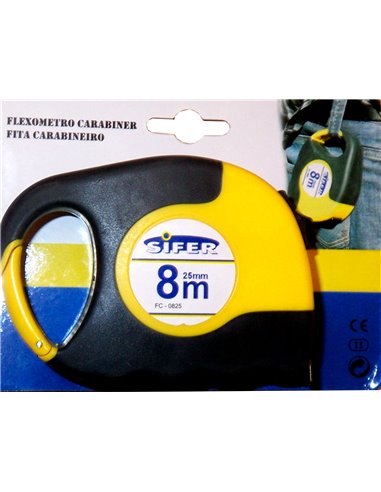 SIFER FLEXOMETRO CARABINER CAUCHO 8M25MM