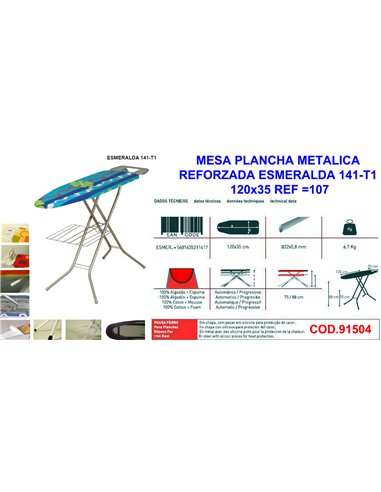 MESA PLANCHA METALICA REFORZADA ESMERALDA 141-T1120x35107