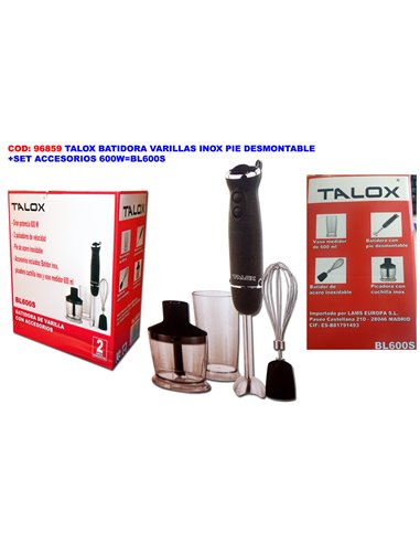 TALOX BATIDORA VARILLAS INOX PIE DESMONT+SET ACCESOR.600WBL600S