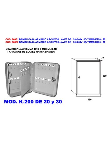 AVL CAJA ARMARIO ARCHIVO LLAVES DE   30200x160x70MMK200-  30