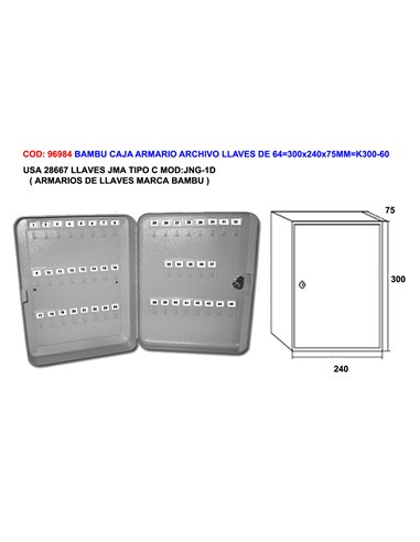 AVL CAJA ARMARIO ARCHIVO LLAVES DE   64300x240x75MMK300-60