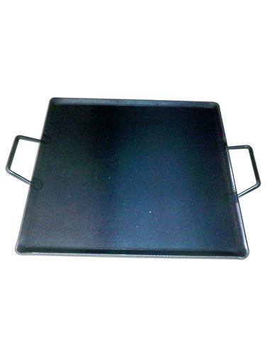 PLANCHA ASAR ACERO 4 MM CON 2 ASAS DE METAL 45 x 45