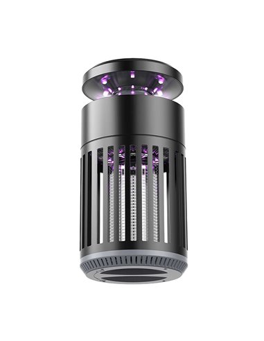 Lámpara mata insectos LED “Duo Volcan” de doble función (5W 220/240V) IP44 24xØ12,2cm fabricada en metal y ABS color negro