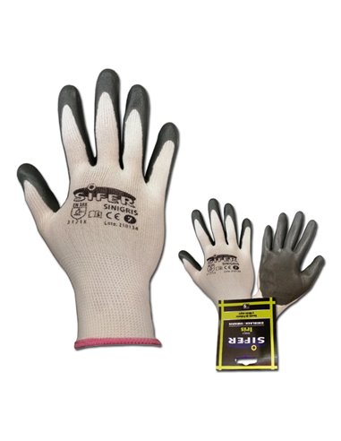 Sifer Nitrile Glove Grey Double Layer Nylon TS 7 Sinigrisiris