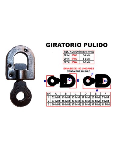 Grilli girevoli numero 1 lucidati da 3-4 mm GP-3-4