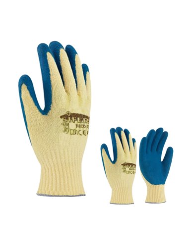 Sifer rough latex and cut-resistant cotton glove blue T-10 Sieco/Golia