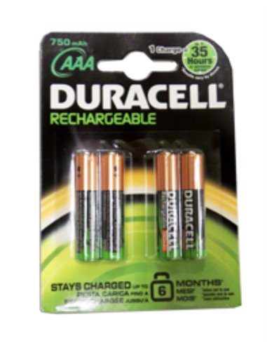 Duracell recarregável 4 pilhas AAA LR03 750 mAh B4