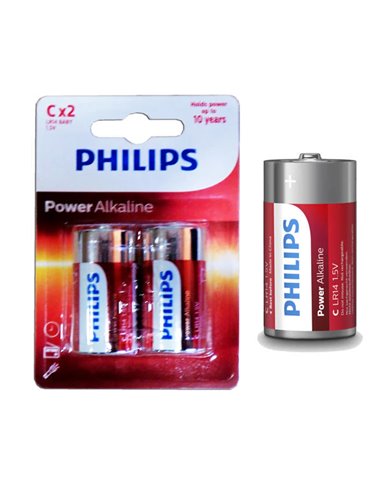 Philips Piles alcalines Powerlife LR14 C Blister 2 unités