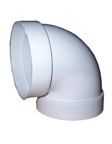 White PVC Round Elbow at 90° 100 Gas Outlet 110113 Ref. 0670