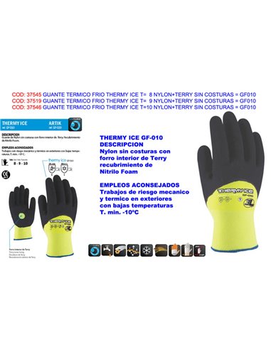 Thermy Ice T 9 Nylon and Terry Cold Thermal Glove S/CGF010