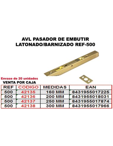 AVL Pin encastré 500 mm Laiton/Verni