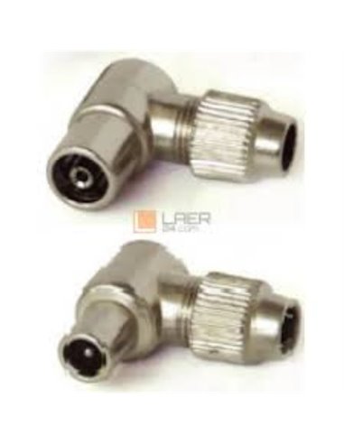 Conector metálico macho acodado para antena REF 70122