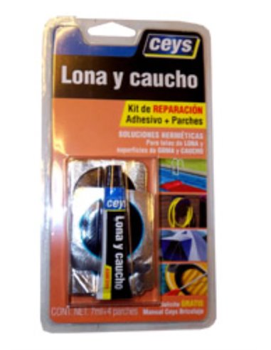 Kit de réparation CEYS pour toile et caoutchouc 4 patchs + tube 7 ml BL.505017