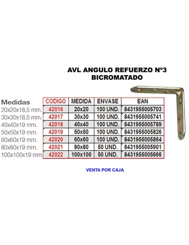 Refuerzo bicromatado AVL Angulo 50x50