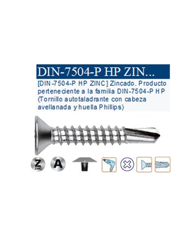 Self-drilling screw 7504-P HP flat PH2 4.8x32 ABP 4832