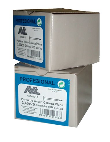 Puntas de acero AVL 3,40x50 C/P CIENTO en cajas