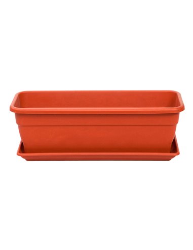 Jardinière rectangulaire en plastique couleur terre cuite EVA 50 cm