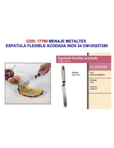 Espátula Flexible Acodada Inox 34 cm Metaltex