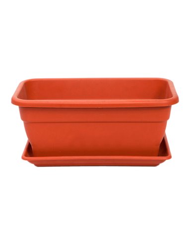 Fioriera rettangolare in plastica color terracotta EVA 40 cm